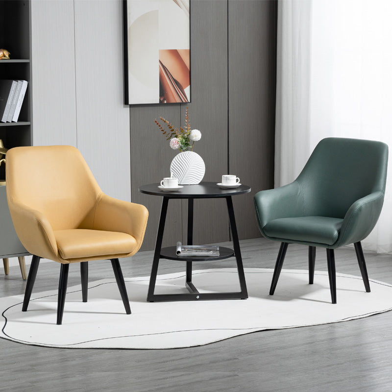 Fixed Back Lounge Chair Solid Color Barrel Chair with Black Legs