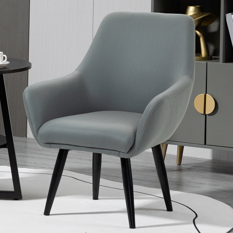 Fixed Back Lounge Chair Solid Color Barrel Chair with Black Legs