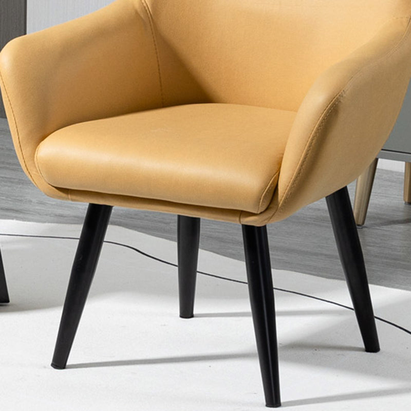 Fixed Back Lounge Chair Solid Color Barrel Chair with Black Legs