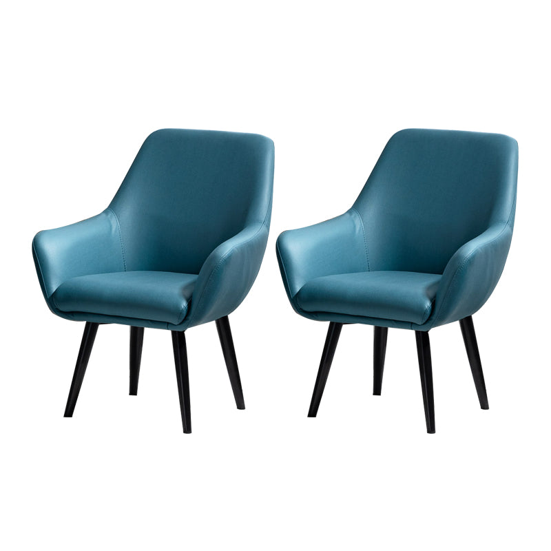 Fixed Back Lounge Chair Solid Color Barrel Chair with Black Legs