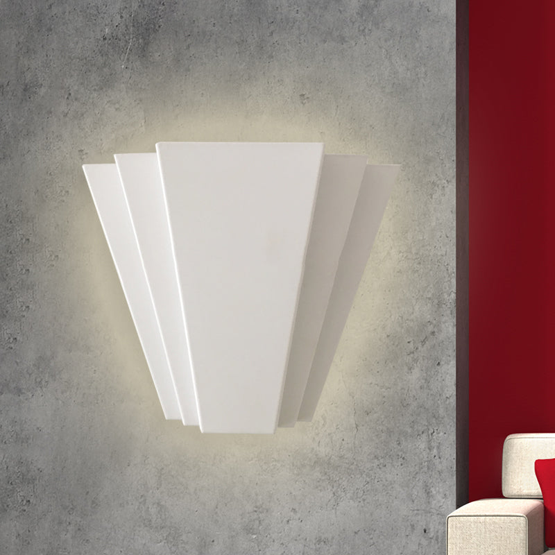 White Sector Flush Wall Sconce Contemporary LED Iron Wall Mounted Light in White/Warm Light