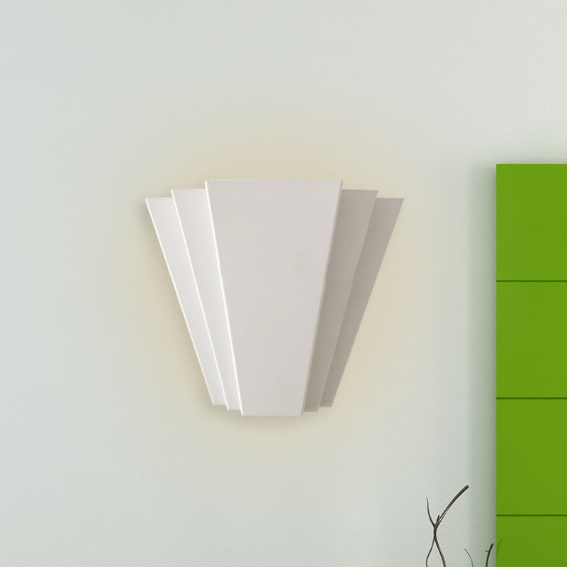 White Sector Flush Wall Sconce Contemporary LED Iron Wall Mounted Light in White/Warm Light