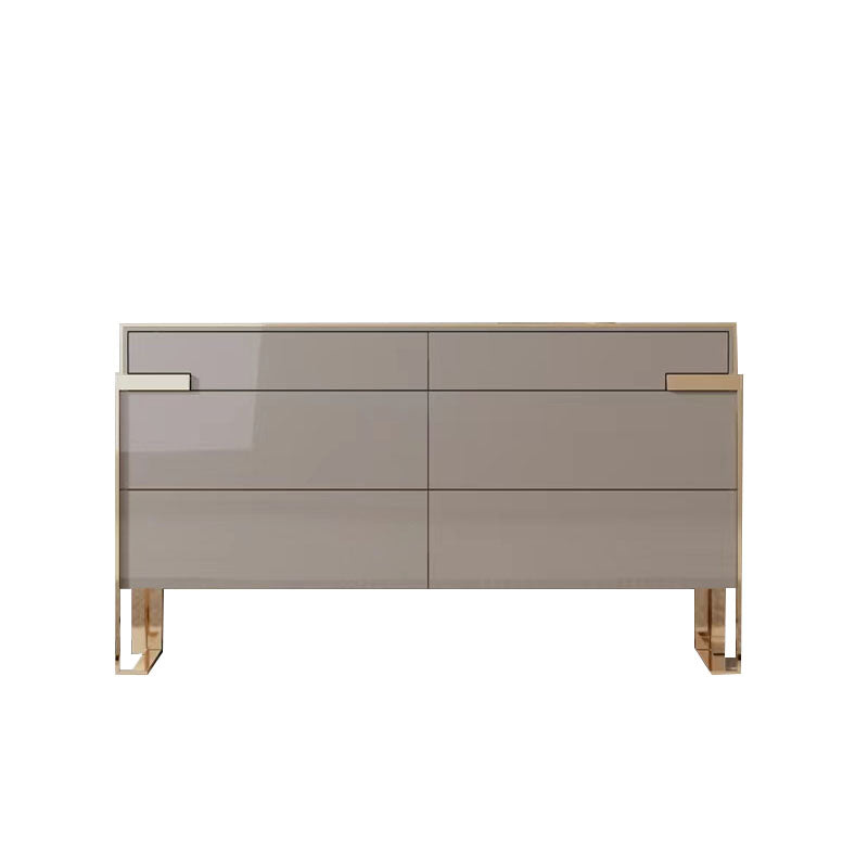 Modern Storage Double Dresser White/Gray Wood Dresser Drawers for Home