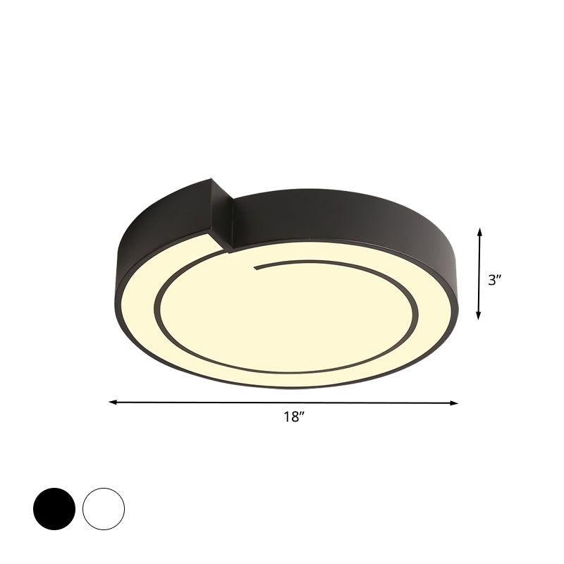 White/Black Round Ceiling Flush Minimalist 18"/21.5" W LED Metal Flush Mount Fixture in Warm/White Light
