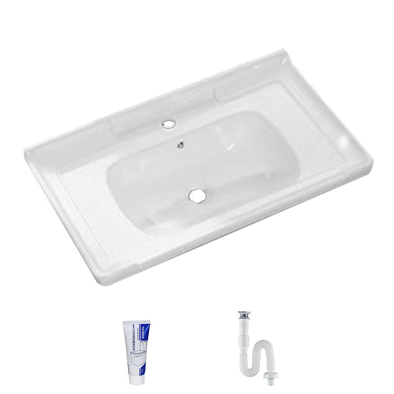 Modern Bathroom Sink Porcelain with Overflow Drop-in Bathroom Sink(Not Included Faucet)