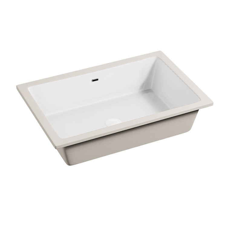 Modern Undermount Bathroom Sink Porcelain with Overflow and Faucet Basin Sink