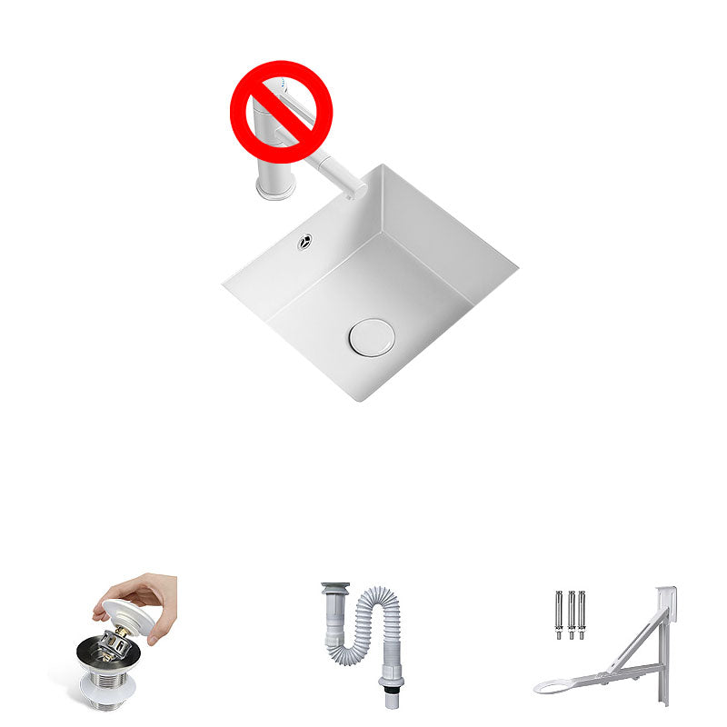 Modern Undermount Bathroom Sink Porcelain with Overflow and Faucet Basin Sink