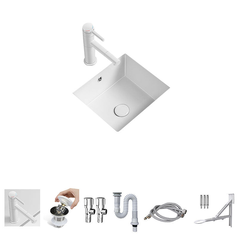 Modern Undermount Bathroom Sink Porcelain with Overflow and Faucet Basin Sink