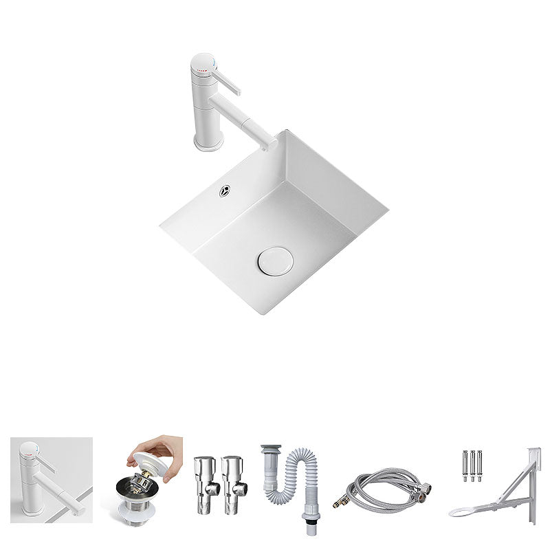 Modern Undermount Bathroom Sink Porcelain with Overflow and Faucet Basin Sink