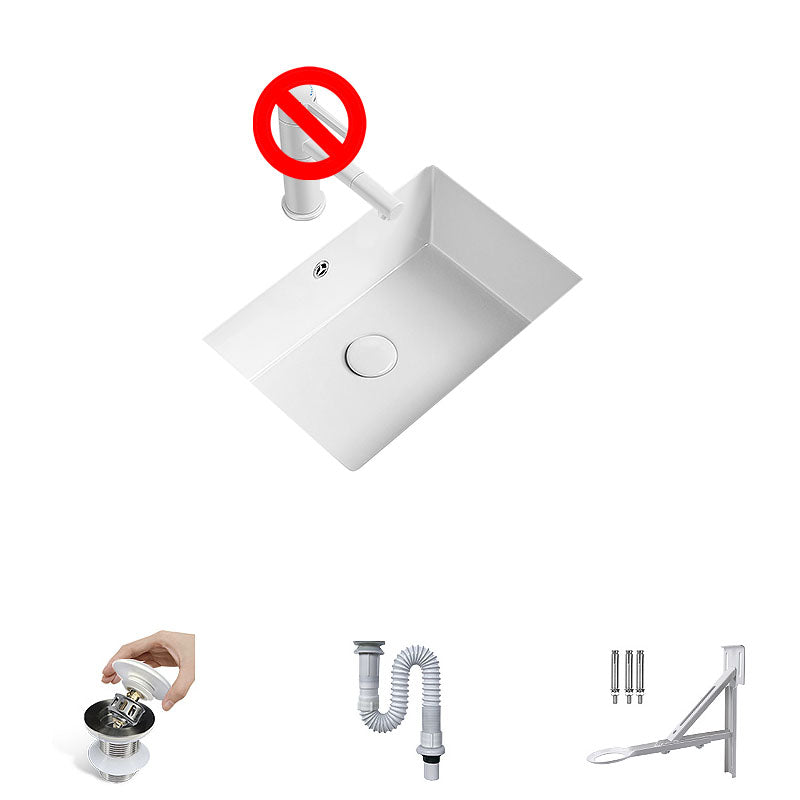 Modern Undermount Bathroom Sink Porcelain with Overflow and Faucet Basin Sink