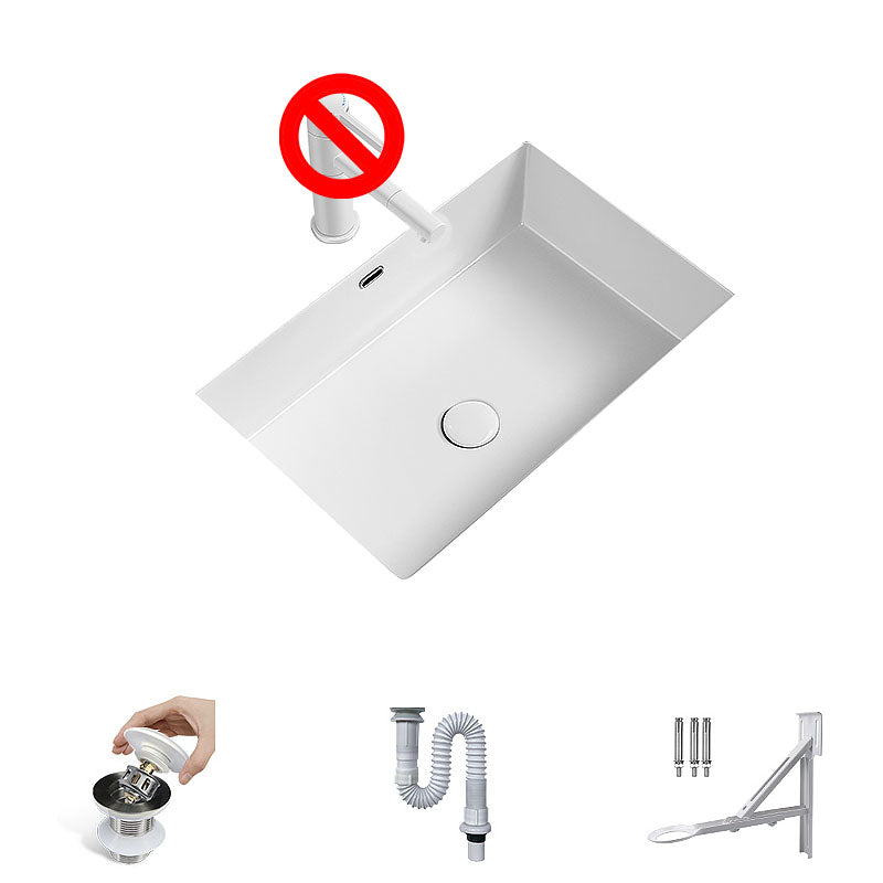 Modern Undermount Bathroom Sink Porcelain with Overflow and Faucet Basin Sink