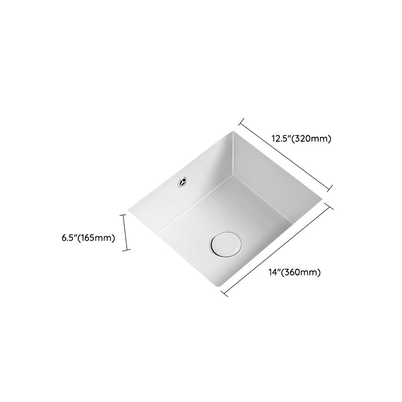 Modern Undermount Bathroom Sink Porcelain with Overflow and Faucet Basin Sink