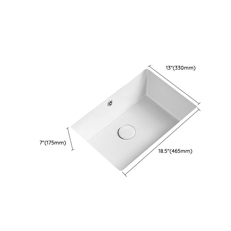 Modern Undermount Bathroom Sink Porcelain with Overflow and Faucet Basin Sink