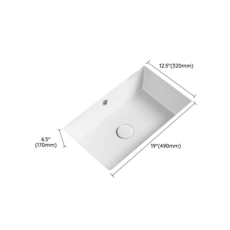 Modern Undermount Bathroom Sink Porcelain with Overflow and Faucet Basin Sink