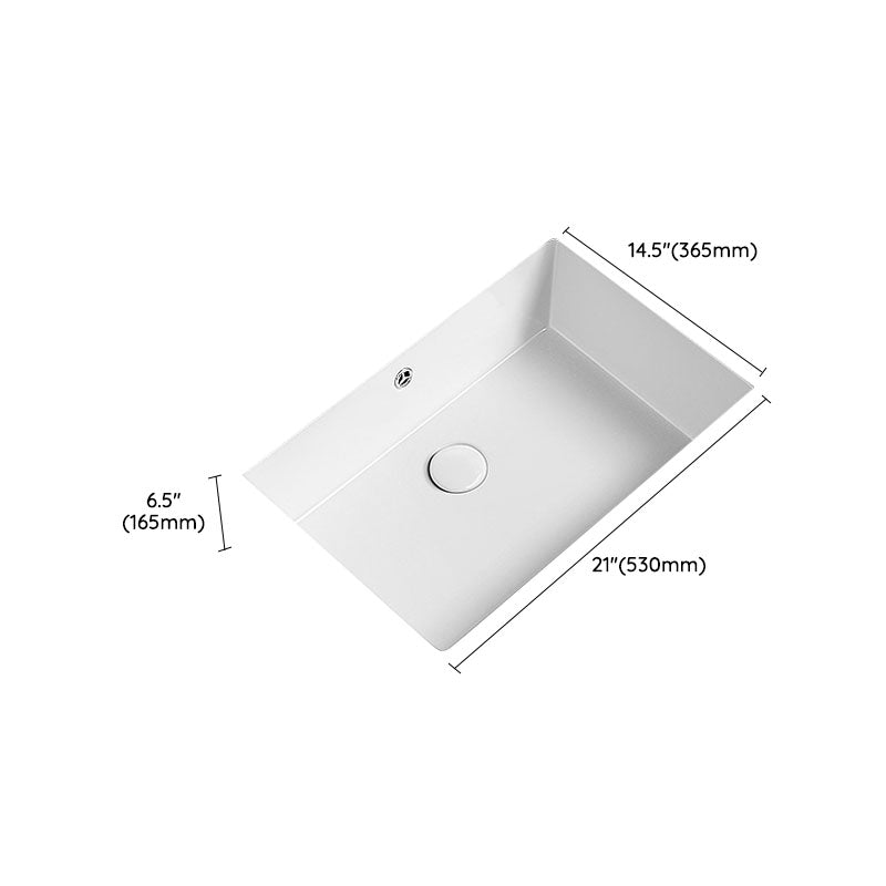 Modern Undermount Bathroom Sink Porcelain with Overflow and Faucet Basin Sink