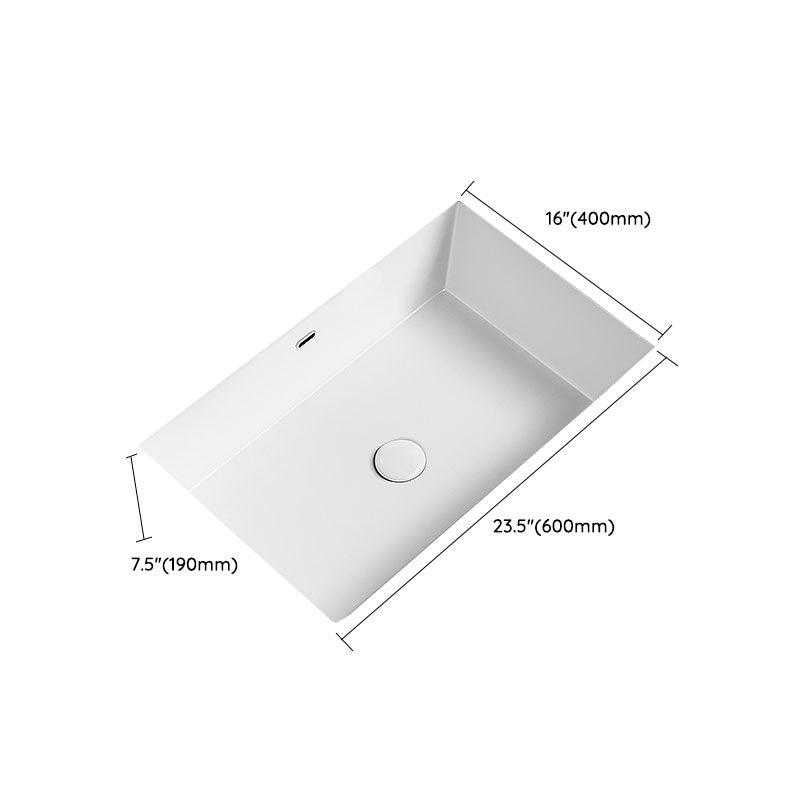 Modern Undermount Bathroom Sink Porcelain with Overflow and Faucet Basin Sink