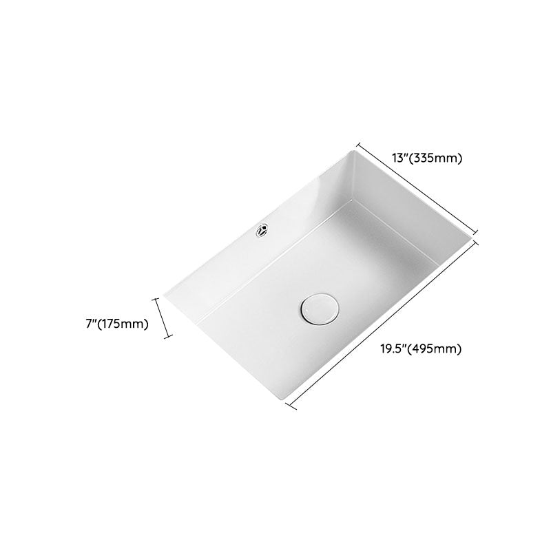 Modern Undermount Bathroom Sink Porcelain with Overflow and Faucet Basin Sink