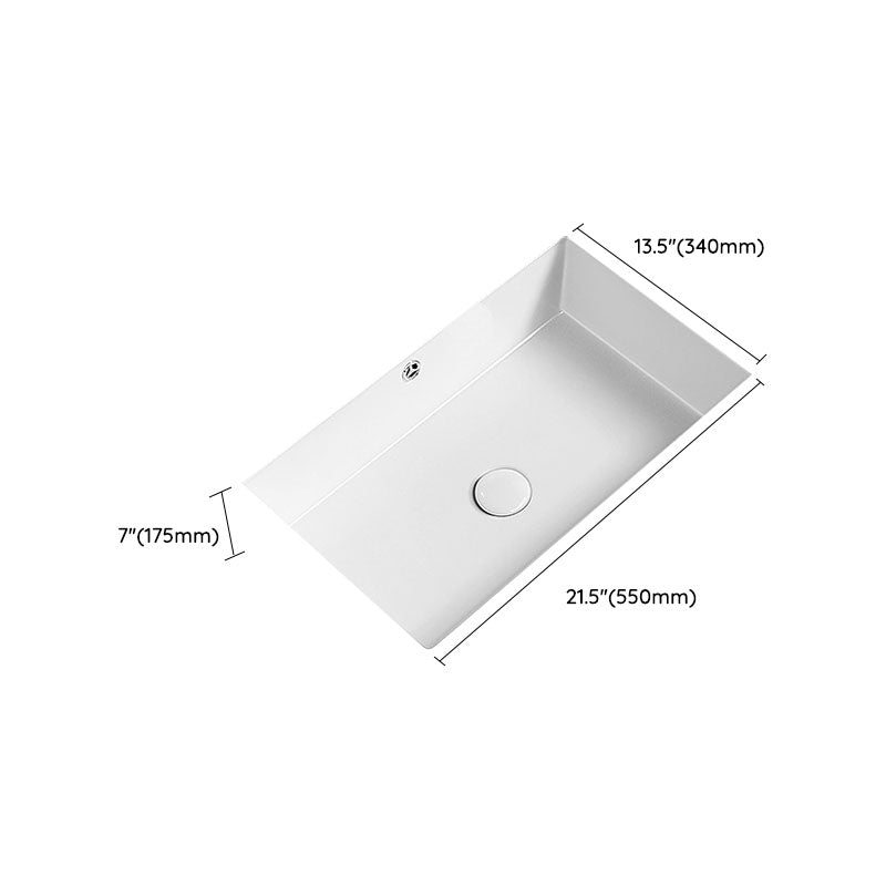 Modern Undermount Bathroom Sink Porcelain with Overflow and Faucet Basin Sink