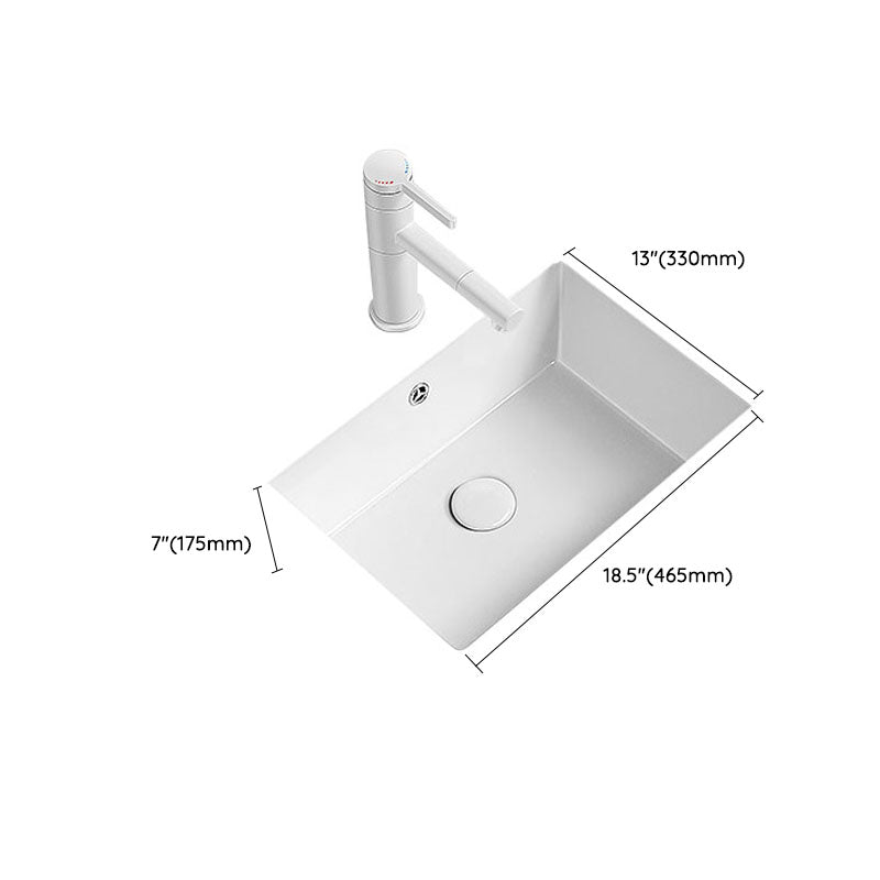Modern Undermount Bathroom Sink Porcelain with Overflow and Faucet Basin Sink