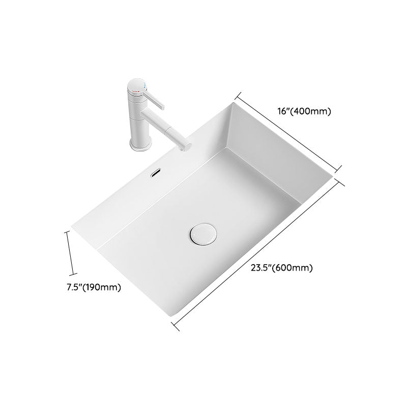 Modern Undermount Bathroom Sink Porcelain with Overflow and Faucet Basin Sink
