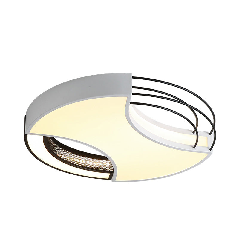 18"/21.5" W Round Flushmount Modern Nordic Metal Black and White LED Close to Ceiling Lamp in Warm/White Light