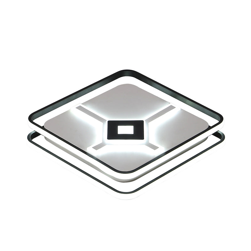 LED-Schlafzimmer Flush Montage Leuchte Moderne schwarze Decke Flush mit quadratischem Acrylschirm in weiß/warmer Licht