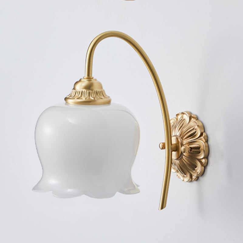 Solid Brass and Resin Wall Sconce in Gold & White 1 - Light Wall Lighting