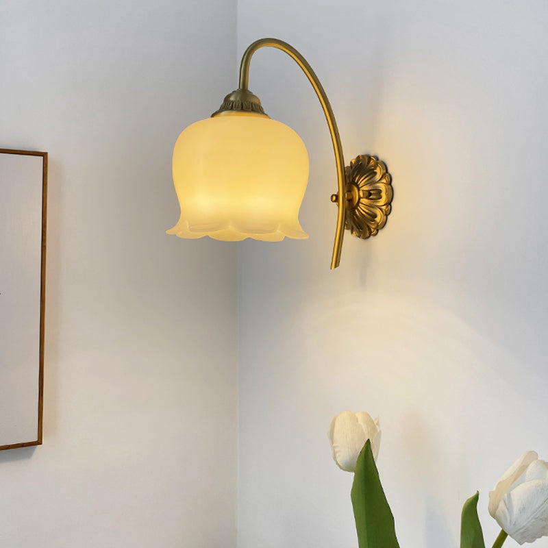Solid Brass and Resin Wall Sconce in Gold & White 1 - Light Wall Lighting