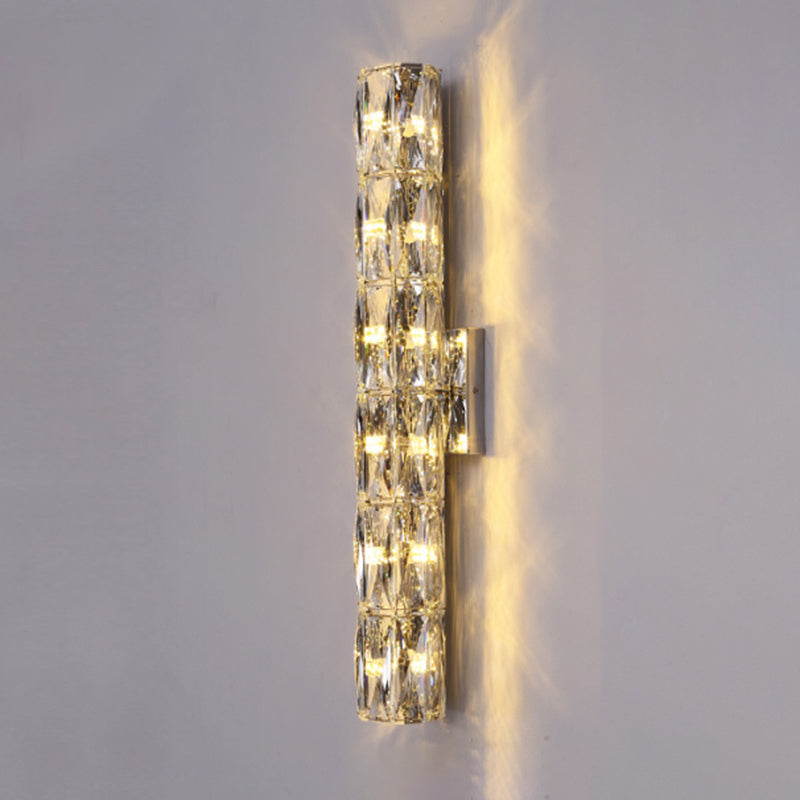 Crystal Cylinder Shape Wall Lighting Modern Style Multi Lights Wall Light Sconce