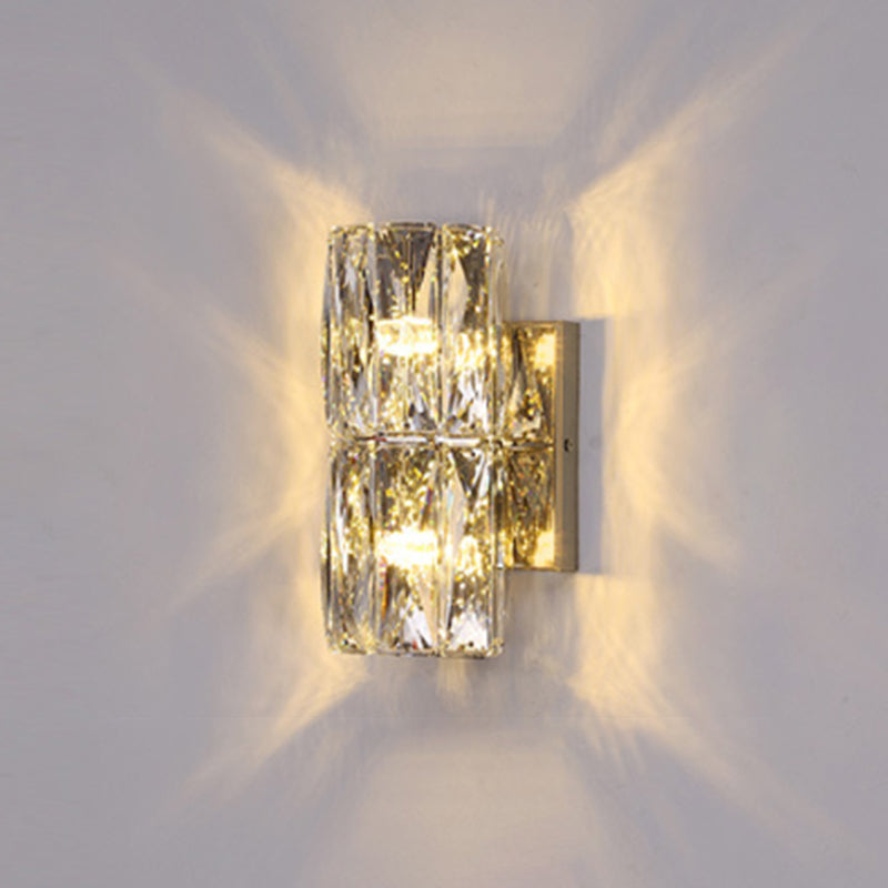 Crystal Cylinder Shape Wall Lighting Modern Style Multi Lights Wall Light Sconce