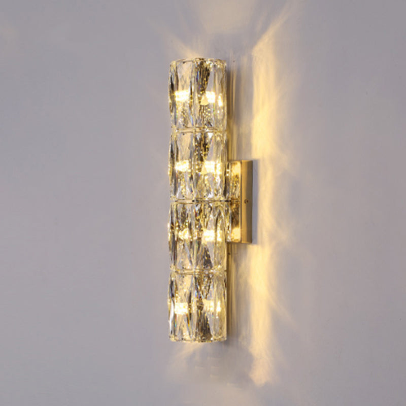 Crystal Cylinder Shape Wall Lighting Modern Style Multi Lights Wall Light Sconce