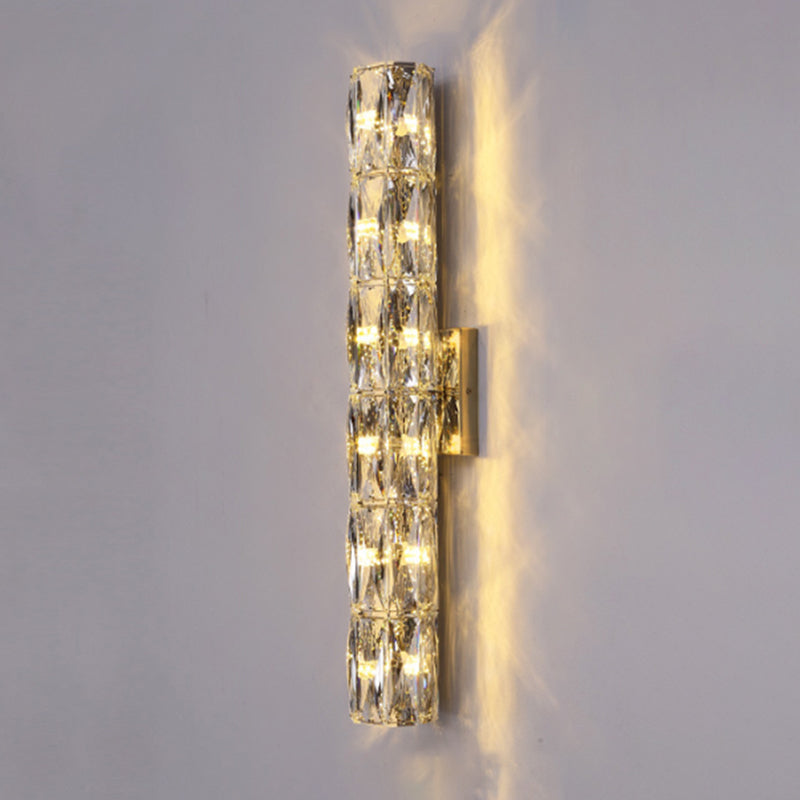 Crystal Cylinder Shape Wall Lighting Modern Style Multi Lights Wall Light Sconce