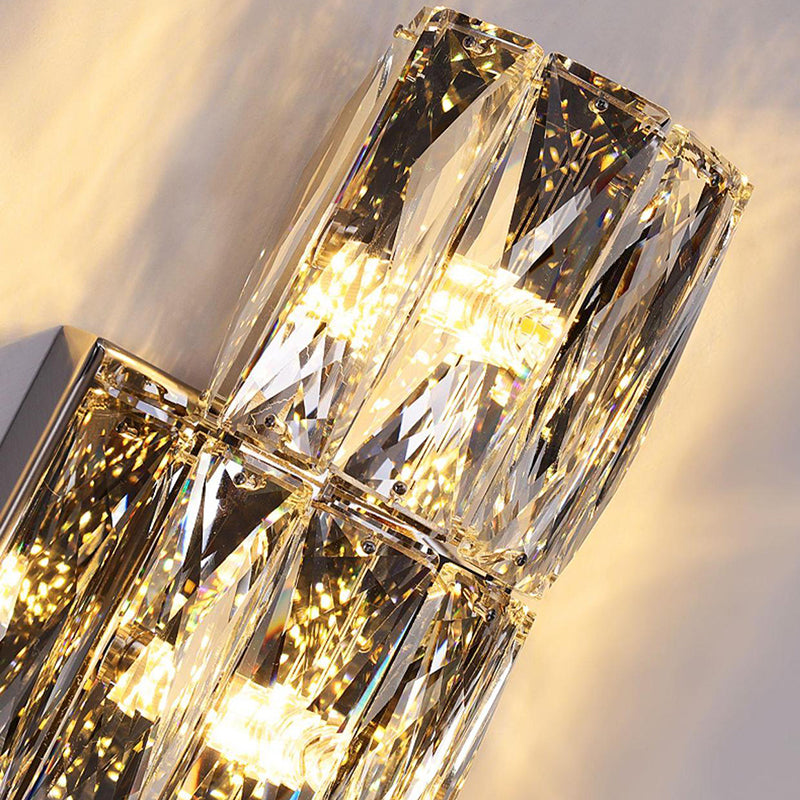 Crystal Cylinder Shape Wall Lighting Modern Style Multi Lights Wall Light Sconce