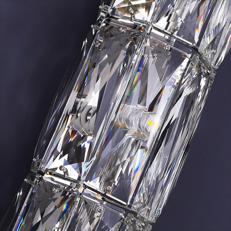 Crystal Cylinder Shape Wall Lighting Modern Style Multi Lights Wall Light Sconce