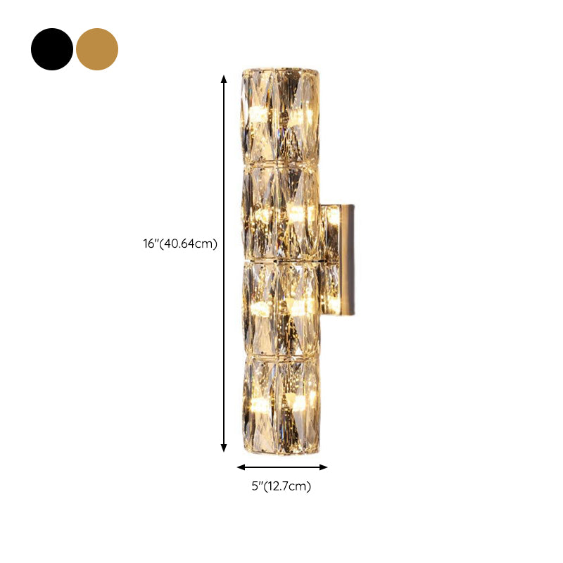 Crystal Cylinder Shape Wall Lighting Modern Style Multi Lights Wall Light Sconce