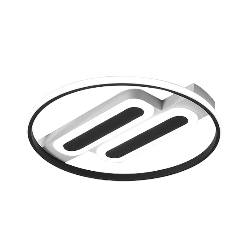 16"/19.5" Dia Halo Bedroom Ceiling Flush Acrylic LED Simple Flush-Mount Light Fixture with Double Rectangle Canopy in Black, White/Warm Light