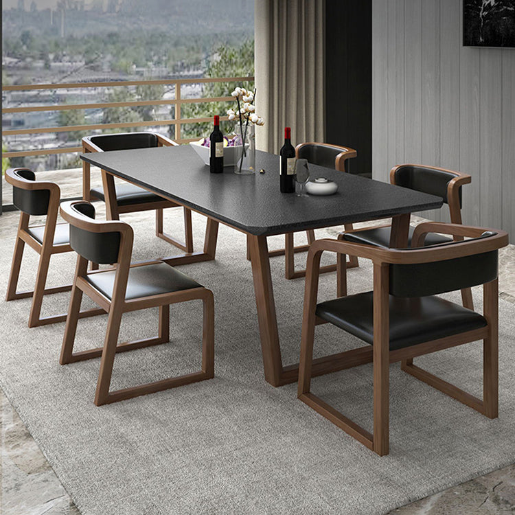 Industrial Stone Kitchen Dinner Table Rectangle Sled Base Dining Table