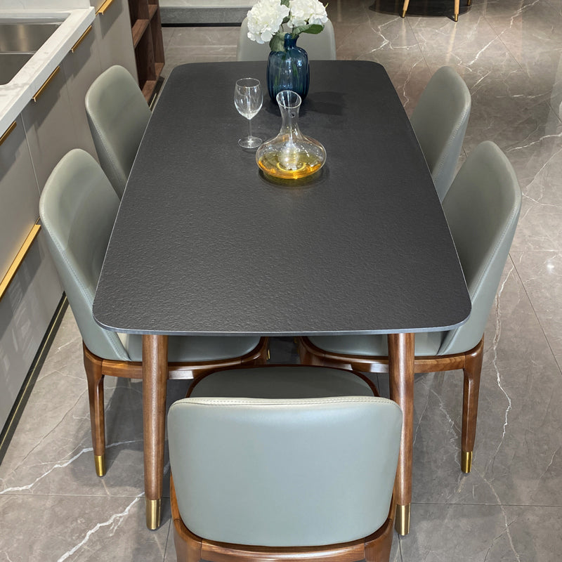 Contemporary Kitchen Dinner Table Rectangle Wood Base Dining Table