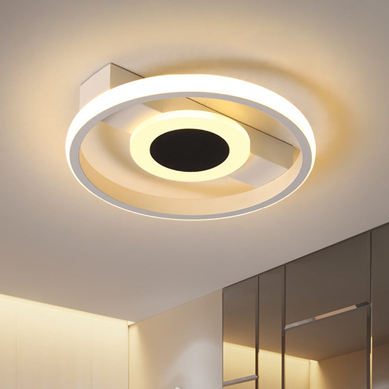 Einfache LED-Unterputzleuchte Weiß Halo Flush Deckenlampe mit Acrylschirm in Warm/Weißes Licht