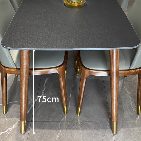 Contemporary Kitchen Dinner Table Rectangle Wood Base Dining Table