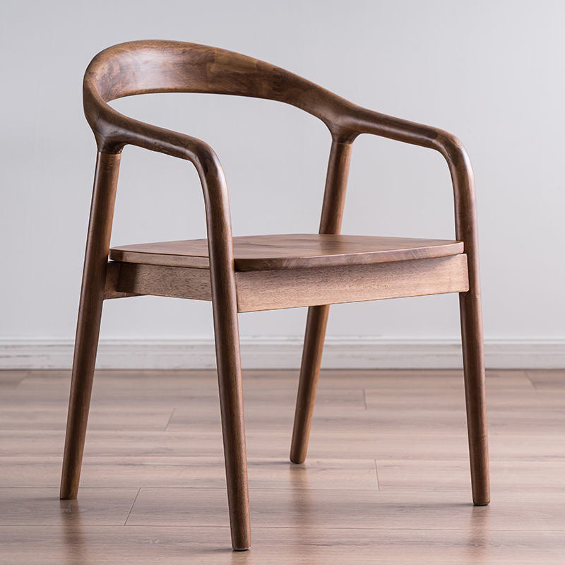Contemporary Kitchen Dining Arm Chair Open Back Rubberwood Chair