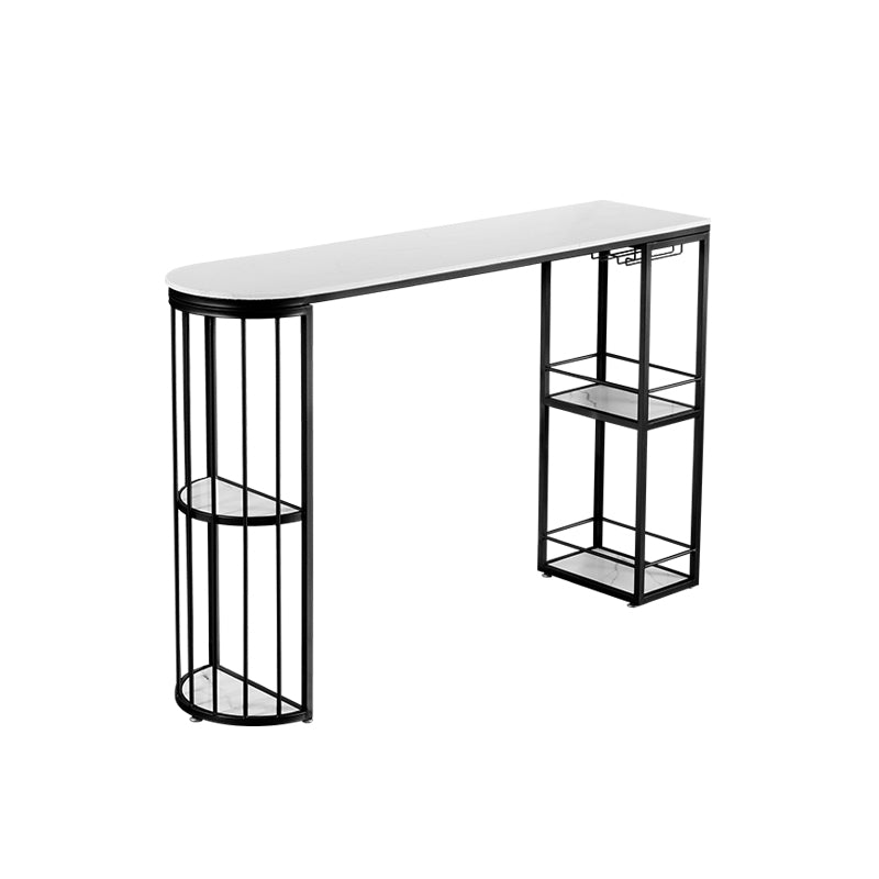 Marble Bar Table Double Pedestal Dining Table for Kitchen Living Room