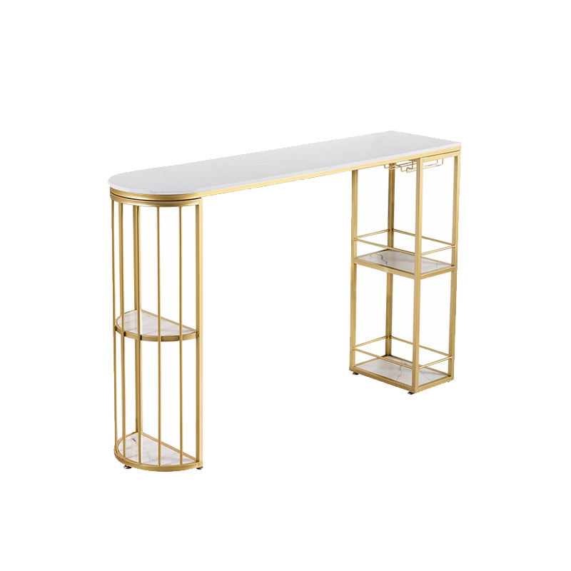 Marble Bar Table Double Pedestal Dining Table for Kitchen Living Room