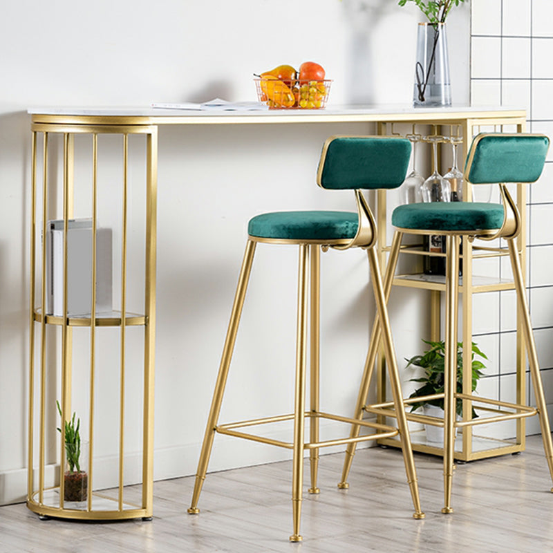 Marble Bar Table Double Pedestal Dining Table for Kitchen Living Room