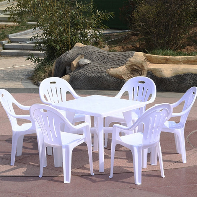 Modern Waterproof Geometric Courtyard Table Plastic Frame Outdoor Table