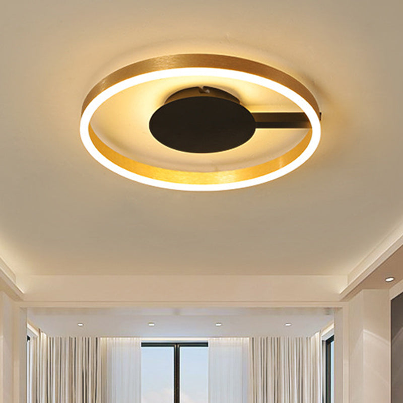 Circular Bedroom Flush Mount Acrylic LED Minimalist Flushmount Lighting in Gold, 16"/23.5" Dia