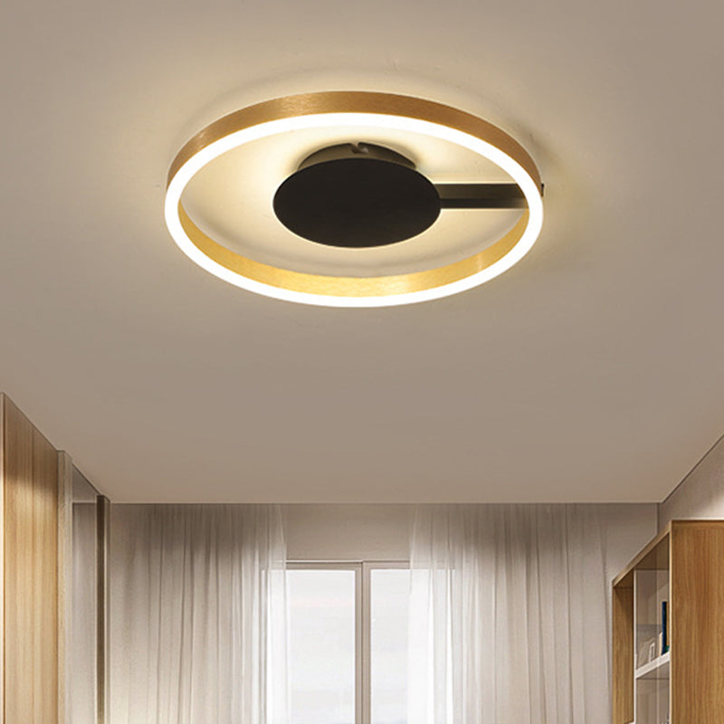 Circular Bedroom Flush Mount Acrylic LED Minimalist Flushmount Lighting in Gold, 16"/23.5" Dia