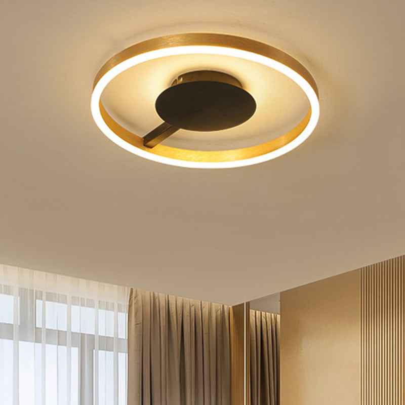Circular Bedroom Flush Mount Acrylic LED Minimalist Flushmount Lighting in Gold, 16"/23.5" Dia