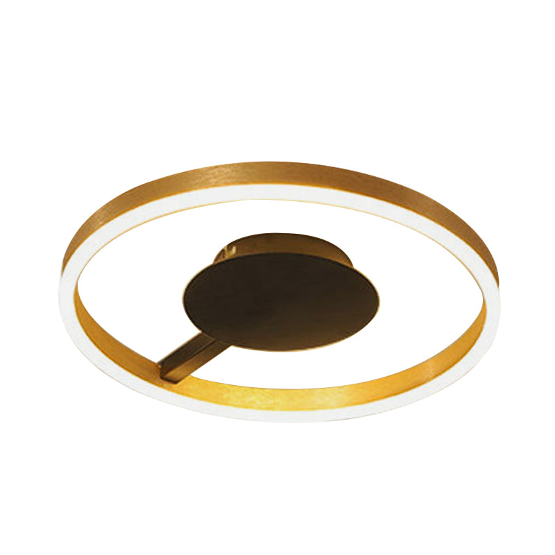 Circular Bedroom Flush Mount Acrylic LED Minimalist Flushmount Lighting in Gold, 16"/23.5" Dia