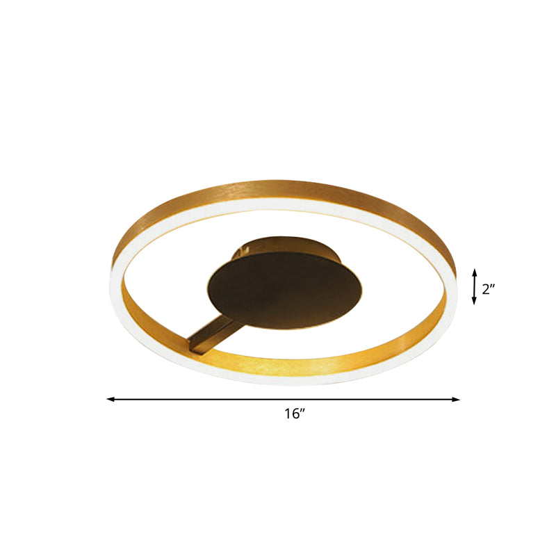Circular Bedroom Flush Mount Acrylic LED Minimalist Flushmount Lighting in Gold, 16"/23.5" Dia